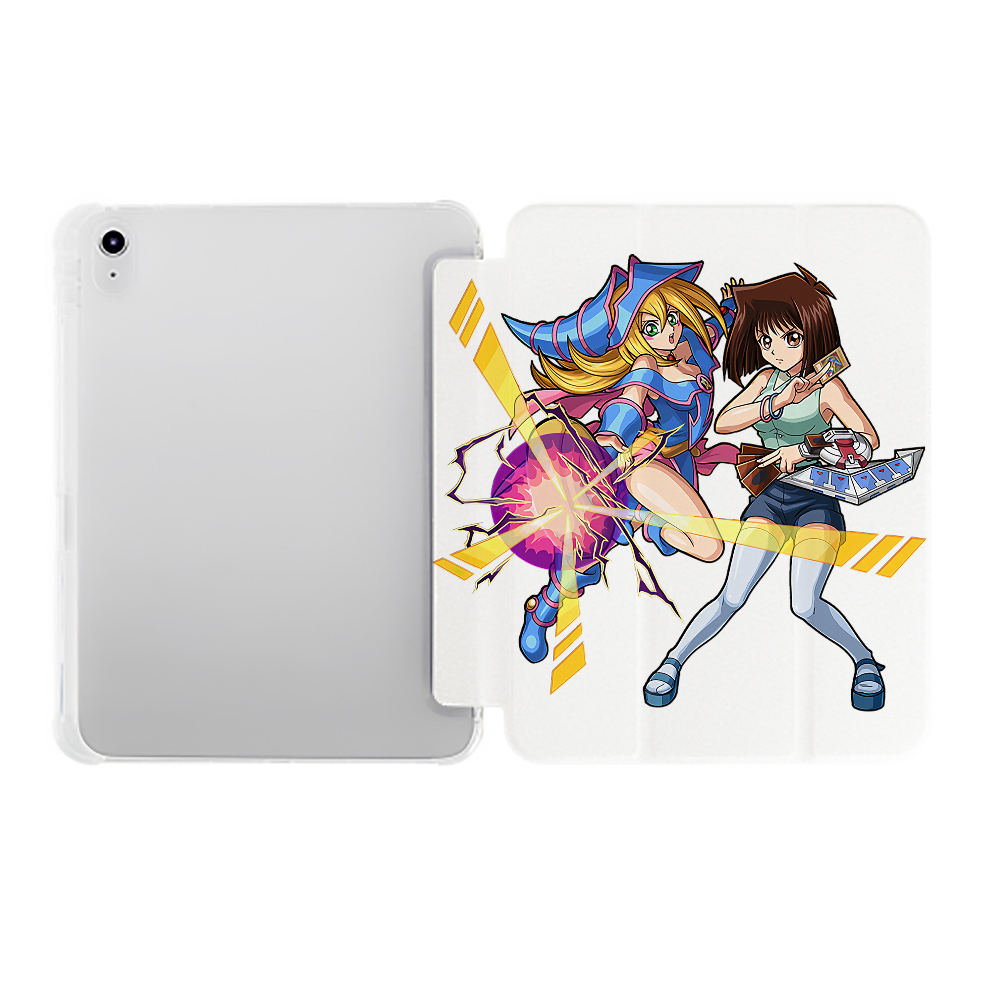 （画像用） 遊☆戯☆王 Yu-Gi-Oh! IPad ケース ペン収納付き 三つ折りスタンド PUレザー×シリコン 対応機種9.5/10.5/10.9インチ